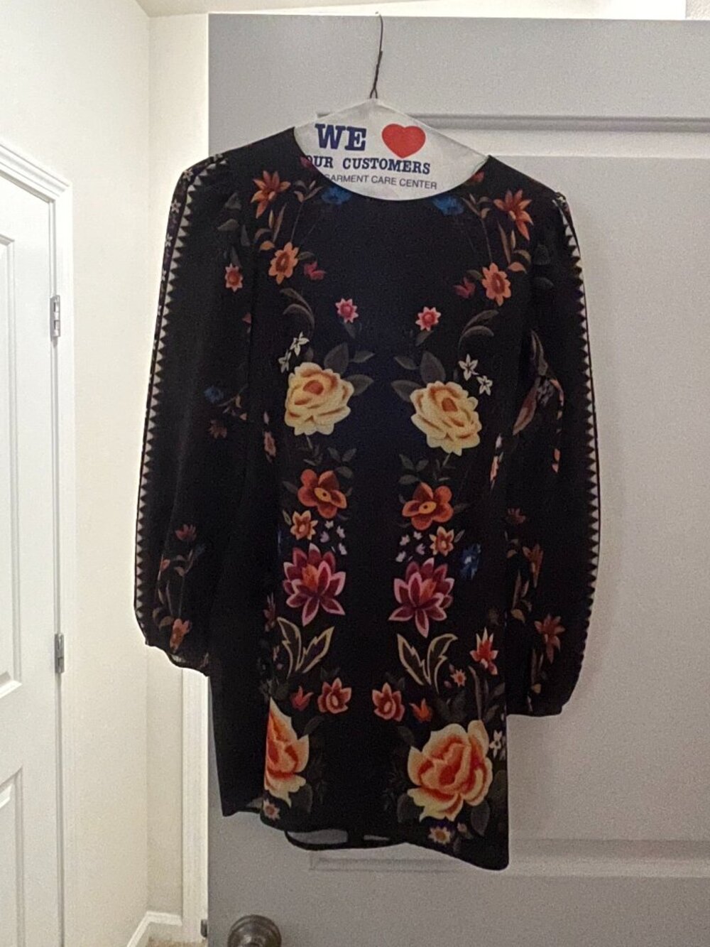 Black and flower Mini Dress Size M
